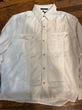 Theory Men’s White Button-Front Casual Shirt